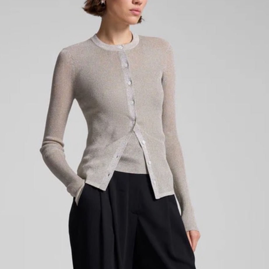 New Nwt A.L.C. Fisher Cardigan Silver Tan Button Down Size M